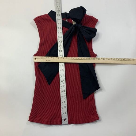 Dolan Tank Top Womens S Small Burgundy Black Big Bow Ribbed Fitted Anthropologie - Picture 6 of 12